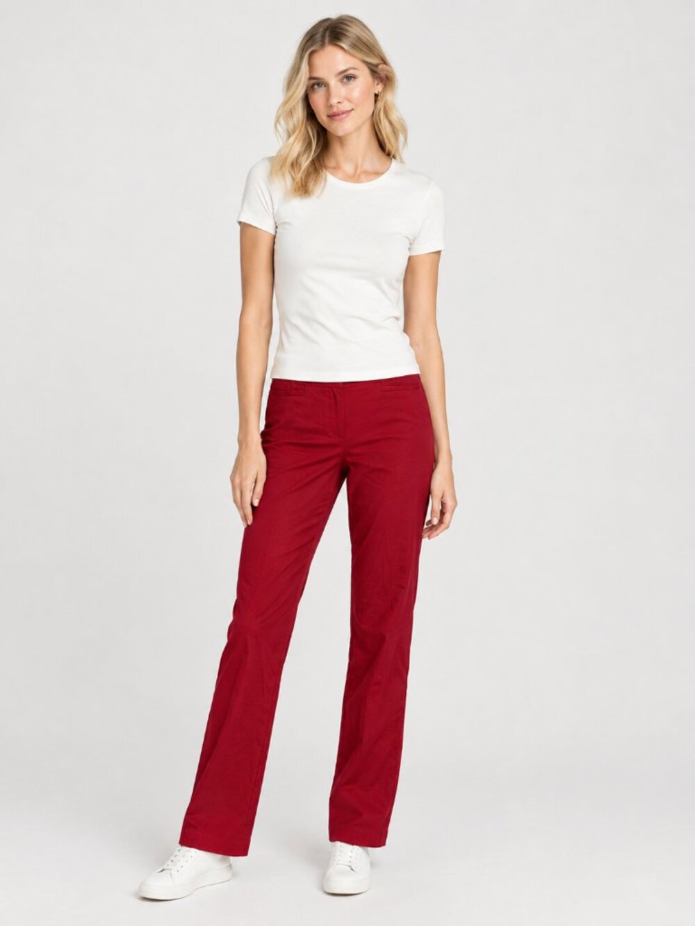 2/$30 Chico's Welt Pocket Straight Leg Pullon Trouser Mid Rise Carmine 6 #A4650